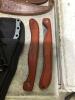 BOX OF MIXED FILLET KNIVES & PILERS - 6