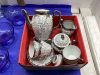 2-BOXES. DESSERT DISHES , SUNDAE CUPS + FANCY TEASET - 3