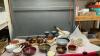 FONDUE SET, FRENCH ONION & ESCARGOT BOWLS, POTTERY BOWLS, CREAM/SUGAR SET & GOBLETS