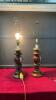 PAIR OF WOOD & BRASS TABLE LAMPS - NO SHADDES - 4