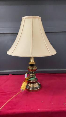 BRASS TABLE LAMP W/ SHADE