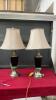 PAIR OF BLACK & CHROME TABLE LAMPS W/ SHADES