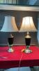 PAIR OF BLACK & CHROME TABLE LAMPS W/ SHADES - 4