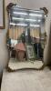 LARGE WALL MIRROR W/ DECORATIVE BRASS CORNERS