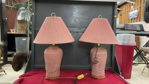 PAIR OF PINK TABLE LAMPS