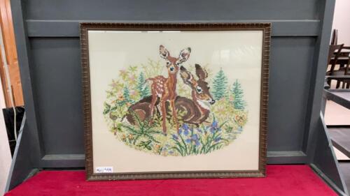 CROSS STITCH PICTURE IN WOOD FRAME