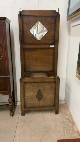 ANTIQUE ENTRYWAY STAND W/ 4 SETS OF HOOKS
