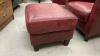 DEEP RED LEATHER CHAIR W/ OTTOMAN - 2