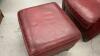 DEEP RED LEATHER CHAIR W/ OTTOMAN - 3