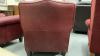DEEP RED LEATHER CHAIR W/ OTTOMAN - 6