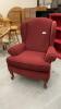 BURGUNDY BIRCHWOOD WING BACK CHAIR