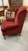 BURGUNDY BIRCHWOOD WING BACK CHAIR - 4