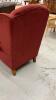 BURGUNDY BIRCHWOOD WING BACK CHAIR - 5