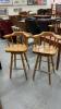 (2) BAR HEIGHT WOODEN SWIVEL STOOLS