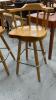 (2) BAR HEIGHT WOODEN SWIVEL STOOLS - 3