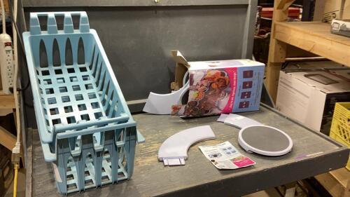 BOX W/(2)HARD PLASTIC FREEZER BINS + LAZY SUSAN