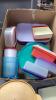 (2)BOXES- TUPPERWARE STORAGE ITEMS, SALAD SPINNER, MUFFIN TIN, COOLER BAGS - 3