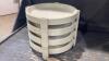 (2)BOXES - TUPPERWARE PIE TRAYS, PLASTIC STORAGE CONTAINES, DOLPHIN WOOD DECOR PIECE(INTARSIA) - 3