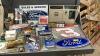 BOX W/ PART OF A FORD CONSOLE, FORD SIGN, DALE EARNHARDT SIGN, FORD LOGO, LIGHTS
