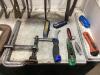 SHOP BOX W/ PRY BARS, BOX CUTTERS, CLAMPS, LEVELS & MISCELLANEOUS - 3
