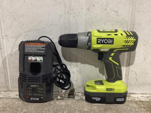 RYOBI DRILL ONE+ W/ 18V-BATTERY & INTELLIPORT-CHARGER