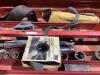 GRAY 4-WHEEL ROLLING TOOL CABINET & GRAY TOOL CHEST W/ CONTENTS - SOCKETS, WRENCHES, HAMMERS & MISCELLANEOUS - 7