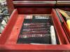 GRAY 4-WHEEL ROLLING TOOL CABINET & GRAY TOOL CHEST W/ CONTENTS - SOCKETS, WRENCHES, HAMMERS & MISCELLANEOUS - 17