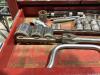 GRAY 4-WHEEL ROLLING TOOL CABINET & GRAY TOOL CHEST W/ CONTENTS - SOCKETS, WRENCHES, HAMMERS & MISCELLANEOUS - 20