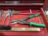 GRAY 4-WHEEL ROLLING TOOL CABINET & GRAY TOOL CHEST W/ CONTENTS - SOCKETS, WRENCHES, HAMMERS & MISCELLANEOUS - 21