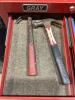 GRAY 4-WHEEL ROLLING TOOL CABINET & GRAY TOOL CHEST W/ CONTENTS - SOCKETS, WRENCHES, HAMMERS & MISCELLANEOUS - 27