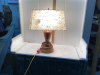 WOOD BASE LAMP W/FIBRE GLASS SHADE