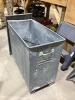 4-WHEEL ROLLING STEEL CART W/ MISCELLANEOUS CONTENTS - HANDSAW, APRON & PUMP