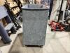 4-WHEEL ROLLING STEEL CART W/ MISCELLANEOUS CONTENTS - HANDSAW, APRON & PUMP - 3