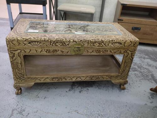 Wooden Carved Storage Table