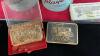 (2) BELT BUCKLES & (2) PLAYERS TOBACCO TINS, TRAIN KEY CHAIN - 2