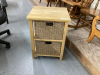 TWO DRAWER STAND W/WICKER DRAWERS