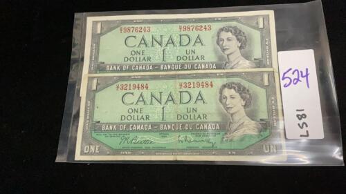 (2) CANADA 1954 $1 BILLS