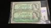 (2) CANADA 1954 $1 BILLS