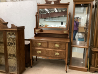 MIRRORED DRESSER. THREE DRAWERS/TWO SMALL VANITY TYPE DRAWERS