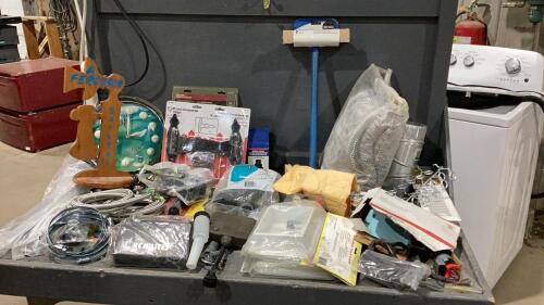 BOX W/ VENT COVERS, CHECK VALVE, GATE HARDWARE, SHELF BRACES, GOLF CLOCK,