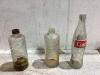 ANTIQUE NAIL SCALE & (5) BOTTLES - 5