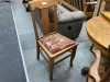 OAK TABLE W/TWO LEAVES + THREE CHAIRS. 42” ROUND. LEAVES ARE 10”EA - 3