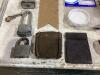 ANTIQUE BOX OF MISCELLANEOUS W/ TOY TRANSFORMER, SOLE DISTRIBUTOR & KEY LOCKS - 5