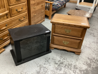 NIGHT STAND + BLACK GLASS DOOR CABINET