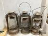 ANTIQUE BOX W/ TREE HOLDER/BASE & (3) LANTERNS - 2