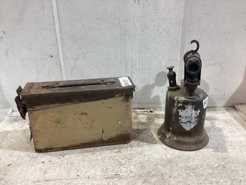 ANTIQUE BOX W/ AMMO BOX & TORCH