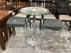 GLASS TOP BAR TABLE W/TWO STOOLS