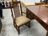 LARGE WOOD TABLE W/CHAIR. MISSION STYLE. BOW TIE INSETS - 3