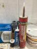 SHOP BOX W/ WATERTILE, FLEXTILE, CONCRETE PATCH, CONSTRUCTION ADHESIVE, ICE MAKER OUTLET BOX & MISCELLANEOUS - 9