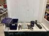 PLASTIC SHOP CONTAINER OF MISCELLANEOUS W/ PINS, BALL HITCH, ALLEN WRENCHES & PUNCHES
